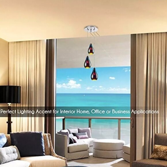 Serenelife SLLMP37 3D Art Adjustable Three Dome Glass DECO Pendant Light RT$200 - Picture 5 of 5